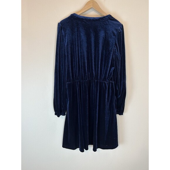 Draper James XL Velvet Dress Navy Blue Holiday Cocktail Party Long Sleeve Womens - Picture 4 of 4